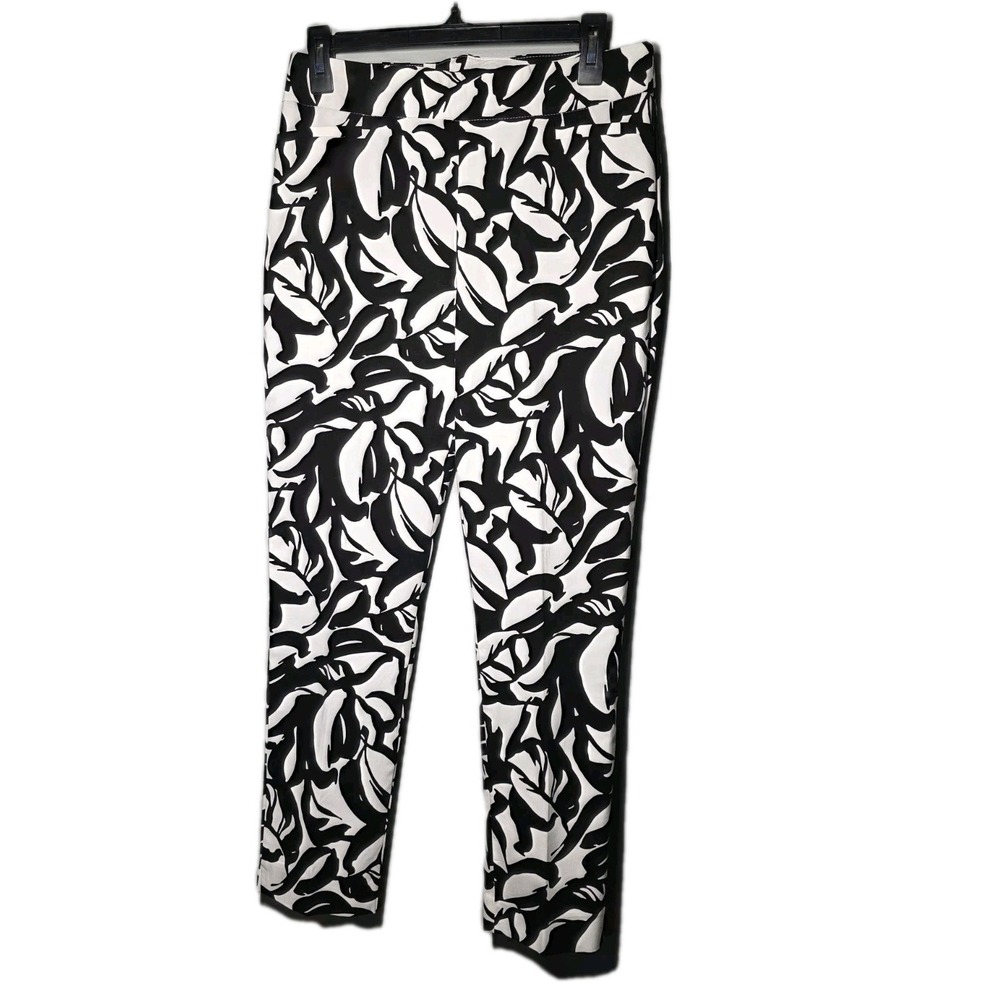 Chico's So Slimming Brigitte Slim Capri Crop Pants 0.5 US 6R Black/WhiteAbstract